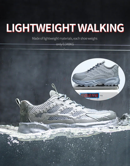 Summer Work Shoes with protection breathable Lightweight ShoesSteel Toe Shoes Men  Anti-smashing Industrial Safety Shoes