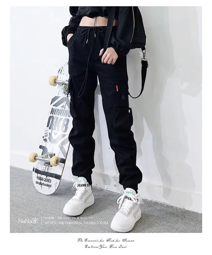 Women's cargo pants loose slim high waist pants