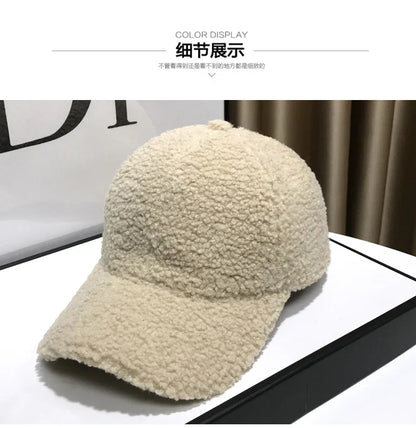 Winter Hats For Women Baseball Caps Plush Thickened Warm Baseball Cap Female Casual Solid Color Fashion Design Outdoor