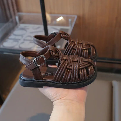 New Sandals Summer Children's Woven Casual Baby Shoes Girls Beach Shoes Slipper Baby Girl Shoes Size 22-31
