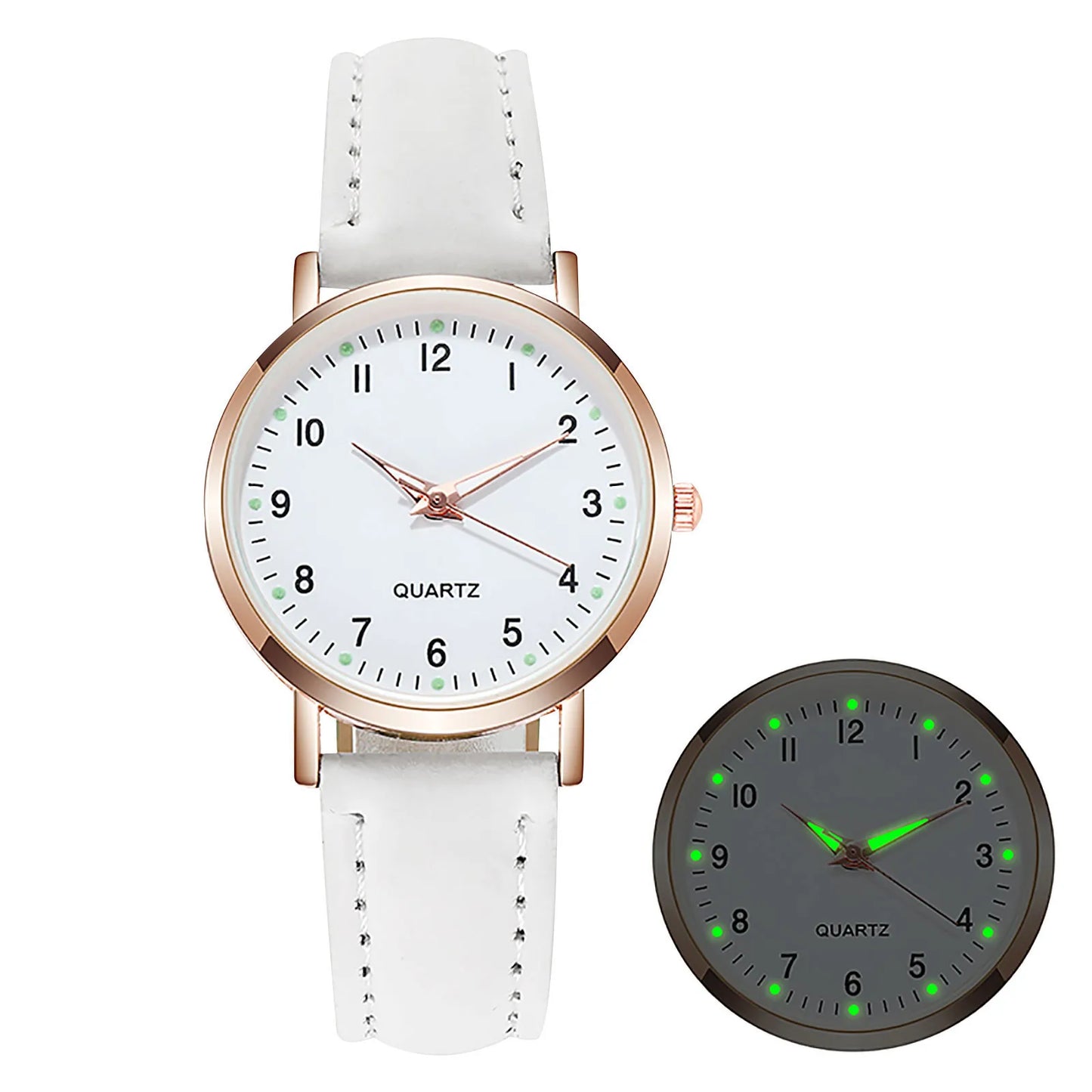 Ladies Diamond-Studded Luminous Retro Female Watch Leather Belt Quartz Watch Women Simplicity Casual Decoration Wristwatches