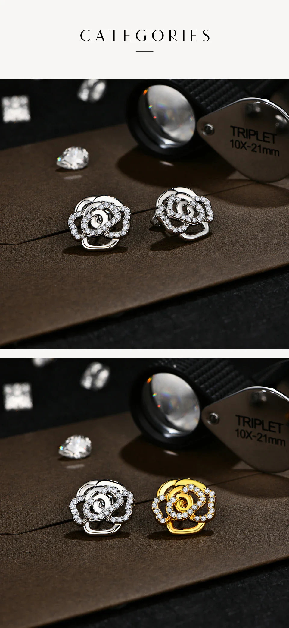 New Diamond Moissanite Stud Earrings for Women S925 Silver 18k Gold Plated Orginal Flower Wedding Jewelry Travel Gift