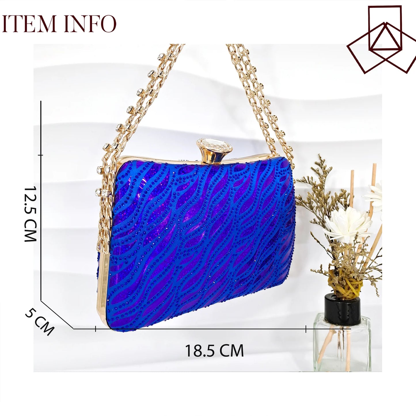 Fashion Shoes Matching Bag Set Royal Blue Color Decorated with Crystal Ladies Wedding Party Women High Heel