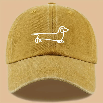 Simple dog print baseball cap, versatile for both men and women, suitable for outdoor travel as a hat for pet enthusiasts