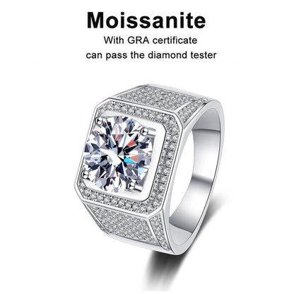 5ct D Color Moissanite Ring 925 Sterling Sliver Plated 18k Eternity Band Hip Hop Rings for Man Party Sparkling Jewely