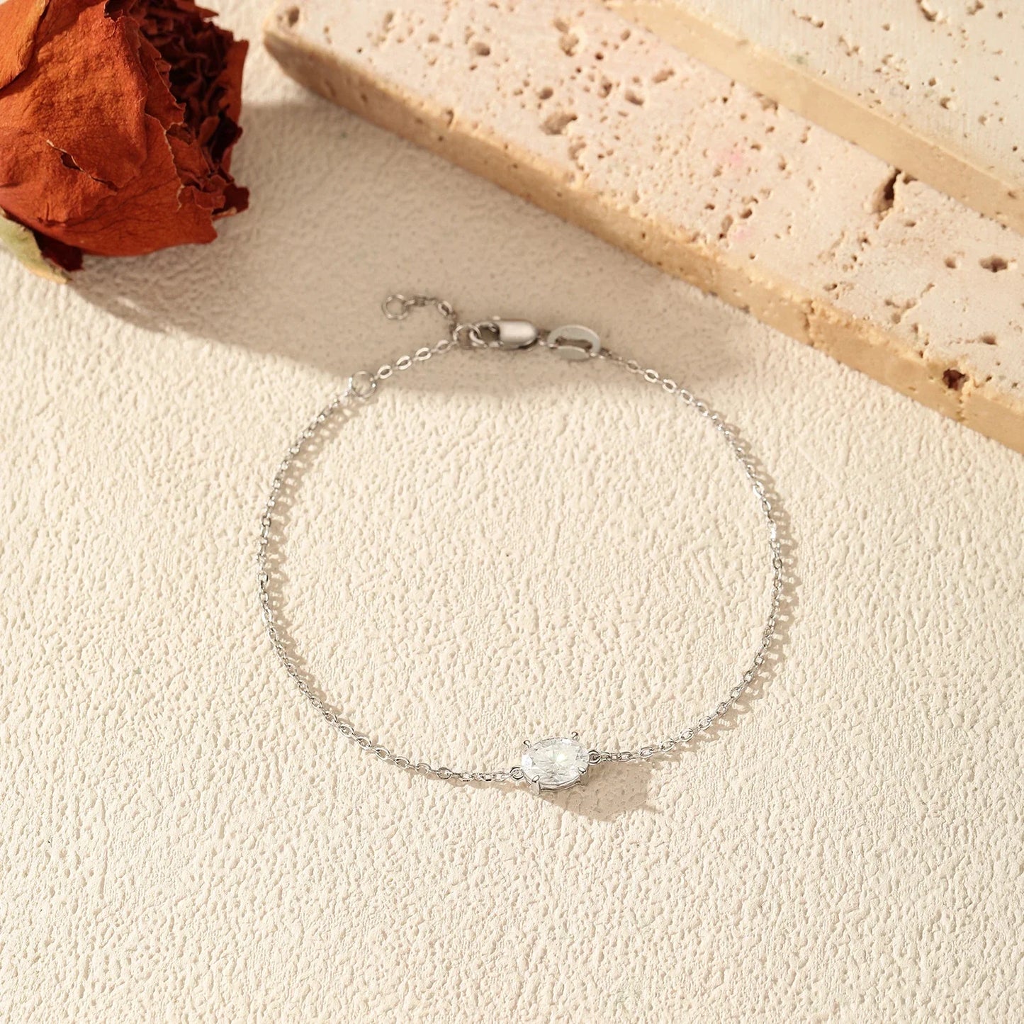 1CT Oval Moissanite Bracelet 925 Sterling Silver Trendy Temperament Link Chain Bracelet For Women Fine Jewelry