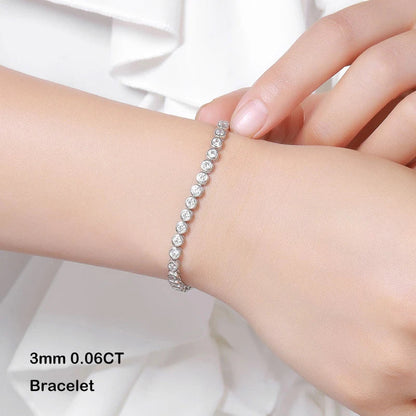 GRA Certified D Color 2-3mm Full Moissanite Tennis Bracelet For Women S925 Silver Plated 18K Bubble Diamond Link Bracelets