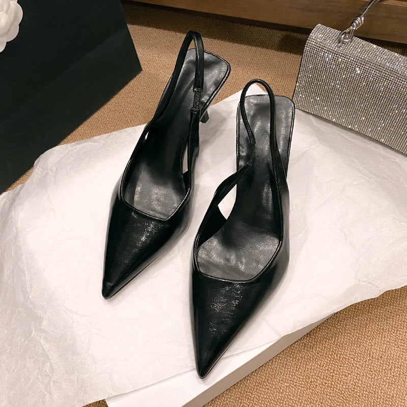 New High Heel Shoes Fashion Slip-on Women's High Heels Pumps Summer Solid Office and Career Sexy Pointed Toe Heeled Sandals