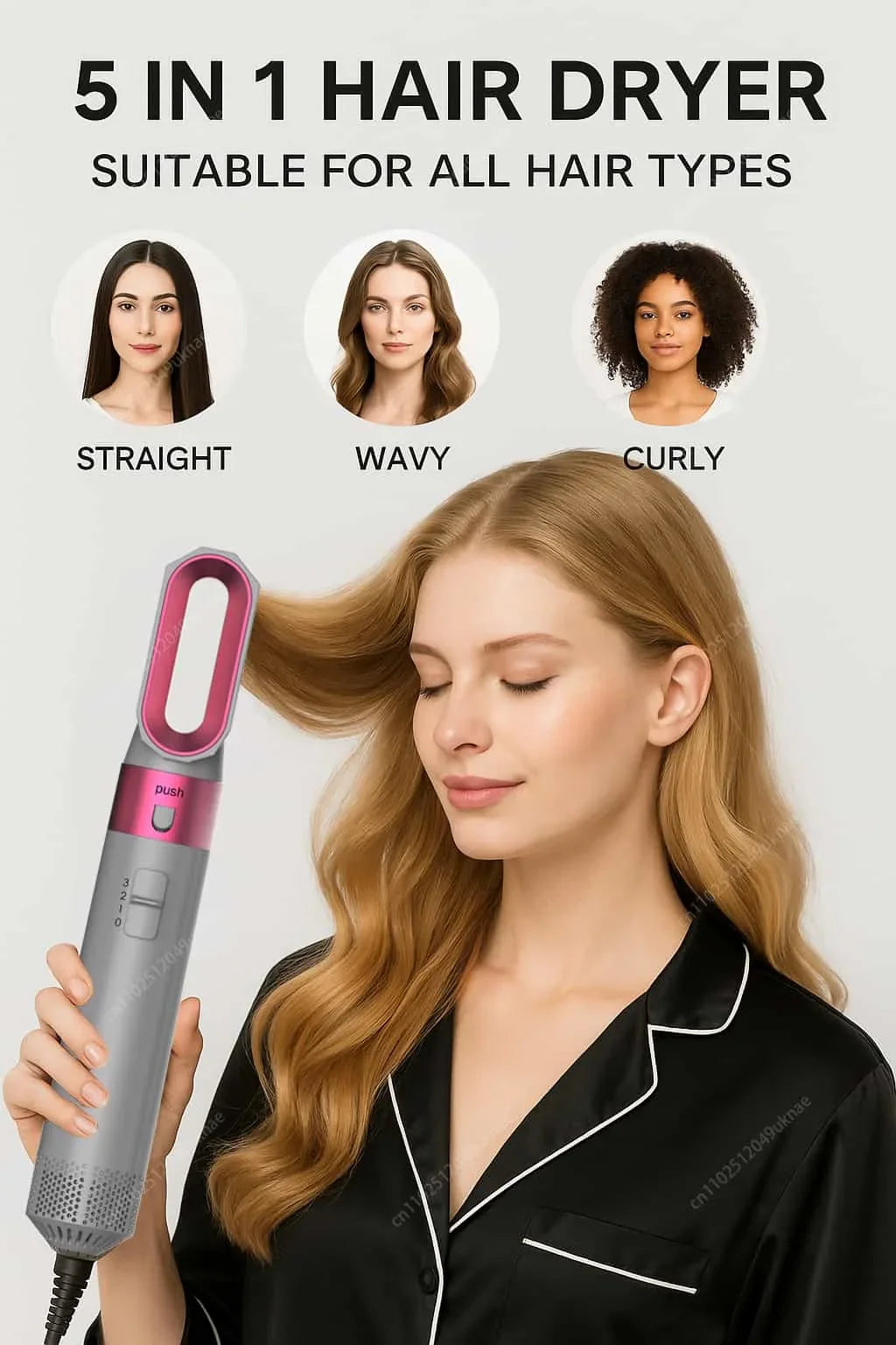5 In 1 Professional Hair Dryer Hot Air Comb Brush With Curling Iron And Hair Straightener For Salon Quality Hair Styling