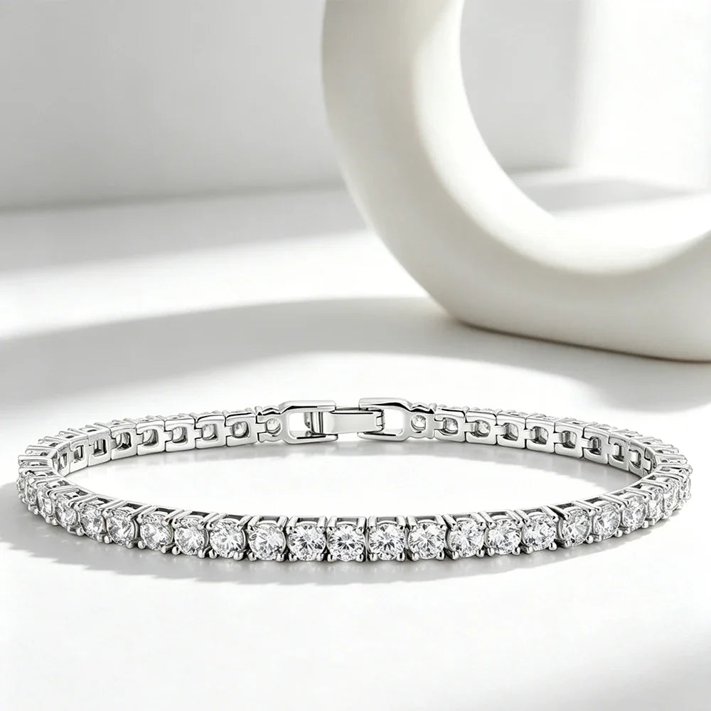  5A Cubic Zirconia Tennis Bracelet for Women Sparkling Diamond Bracelets Daily Wear Party Fashion Stackable Jewelry Gift