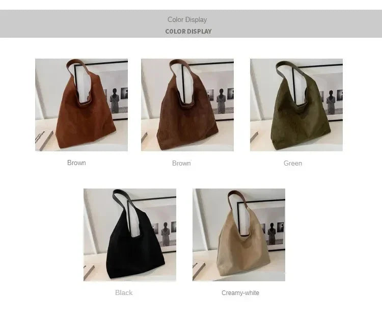 Korean suede bucket bag, women's casual commuting shoulder tote bag, autumn/winter 2025 new underarm set bag
