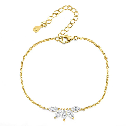 5 Gems 3*6mm Marquise Cut All Moissanite Bracelets for Women Original Luxury Adjustable Chain Real S925 Silver Jewelry