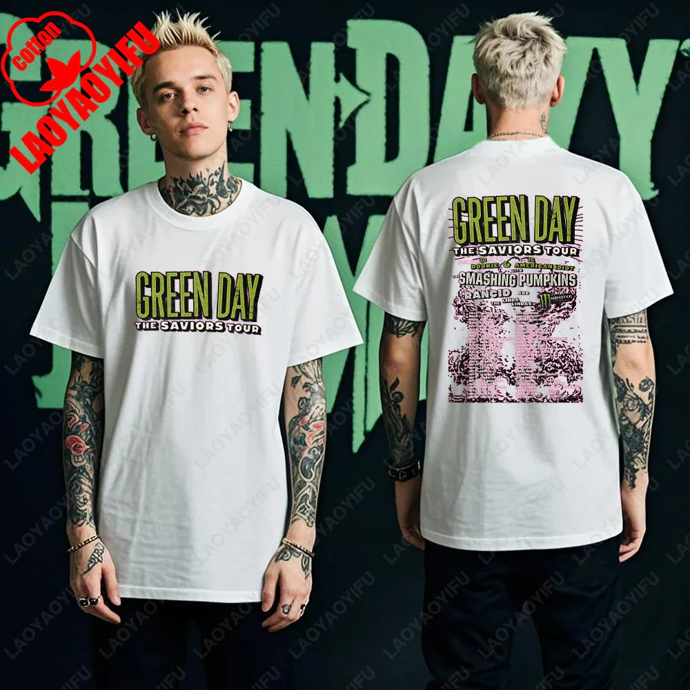 Green Day Tour 2025 Asia and Australia Tour Graphic T Shirts Summer Woman Man Fans High Quality Cotton T-shirt Music Festival
