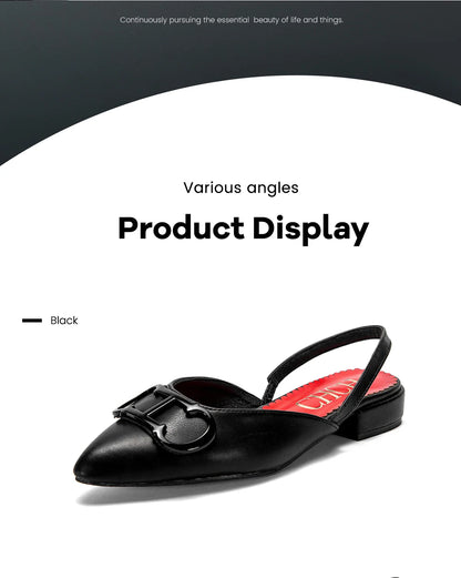 Women's Sandals 2024 New Black Pointed Flat bottomed loafers Simple Black Business Women's Shoes