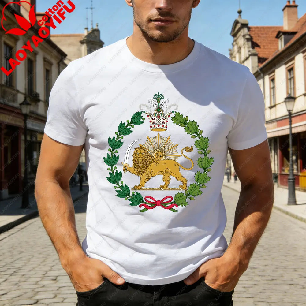 Lion and Sun Iran Persian Flag Iran Tshirt Khorshid Graphic T-Shirt Daily Life Casual Men Women Unisex Cotton Streetwear