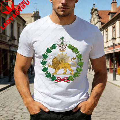 Lion and Sun Iran Persian Flag Iran Tshirt Khorshid Graphic T-Shirt Daily Life Casual Men Women Unisex Cotton Streetwear