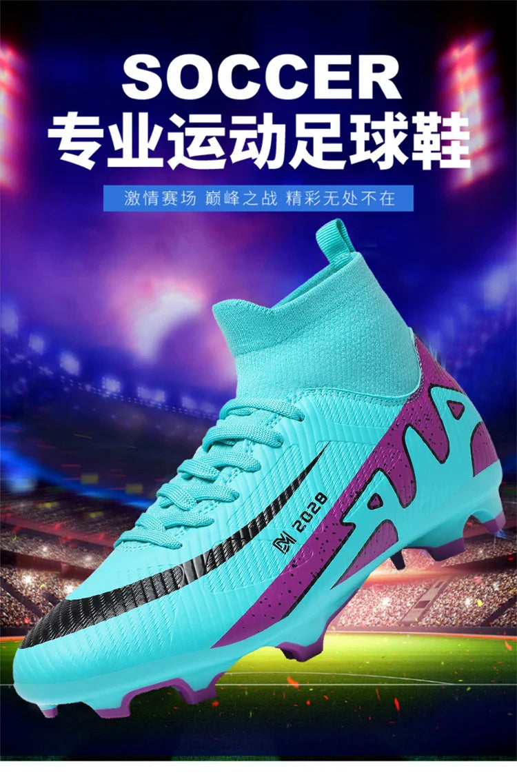 Fashion Pink Soccer Shoes Men's  Professional Lightweight Sock Football Boots Outdoor Non-slip Original Football Cleats Sneakers