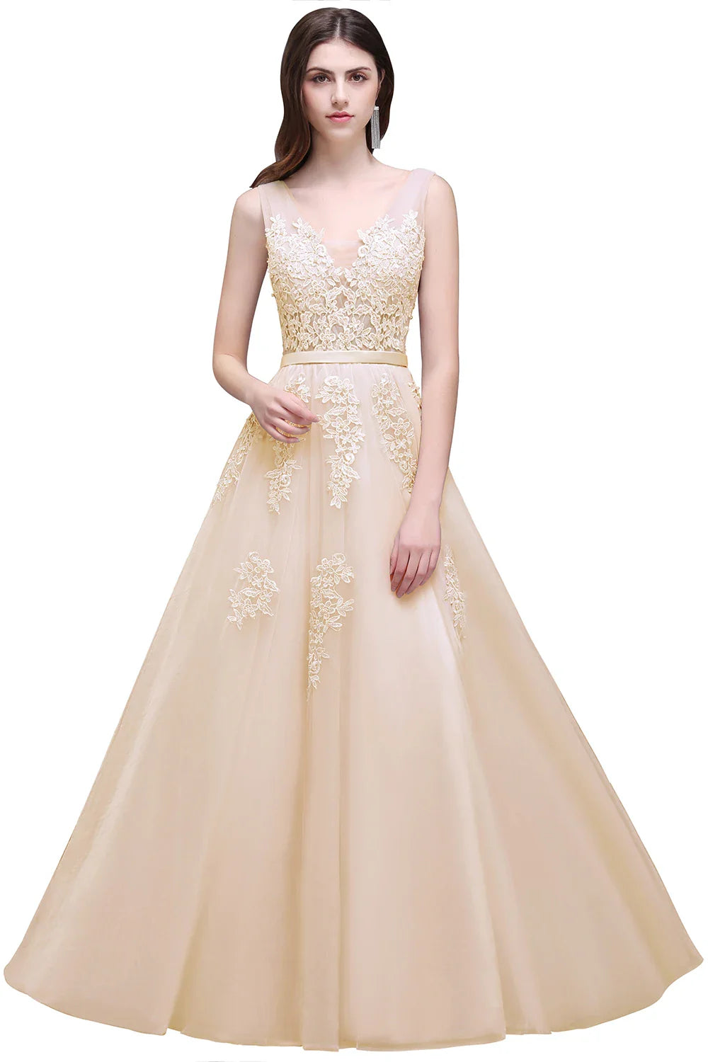 Elegant Tulle Sleeveless Silver Long Prom Dresses 2024 Applique V Neck Burgundy Evening Gowns Formal Party Vestido De Gala
