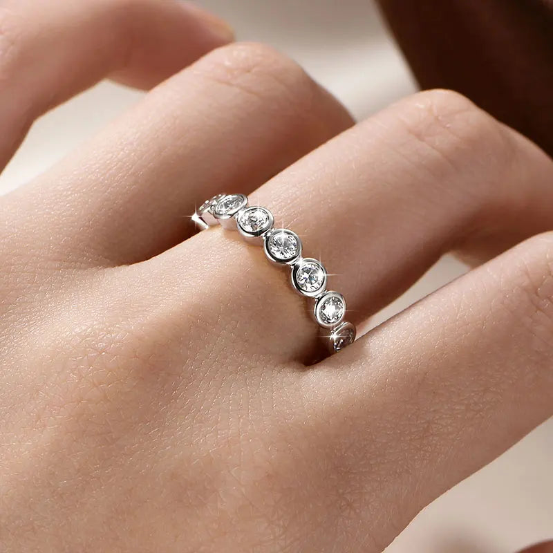 14k Gold Filled Full Eternity Ring Bezel 3mm D Round Moissanite Rings Stackable Bands GRA Certified Jewelry for Women 2026
