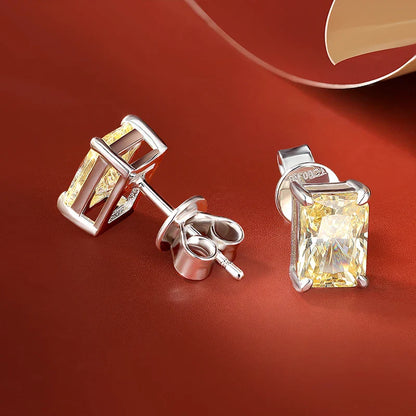 100% 925 Sterling Silver Sparkling 5*7mm Yellow Zircon High Carbon Diamond Stud Earrings For Women Party Fine Jewelry Gift