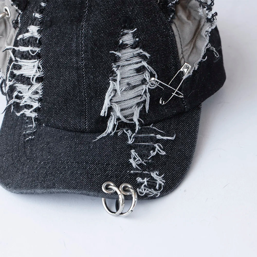 NEW Designer y2k wasteland style personalized cowboy perforated baseball cap women's three-dimensional ears street duckbill cap