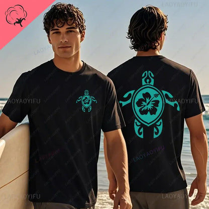 Hawaiian Traditions North Shore Hawaii Surfing Men Women White High Qulaty Cotton T-shirt Comfortable Beach-style Surf Tee Tops
