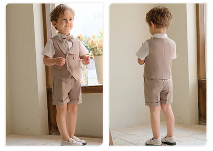 Flower Boys Summer Luxurious Birthday Dress Baby Kids Beaufitul Photograph Suit Children Formal Wedding Performance Tuxedo Wear
