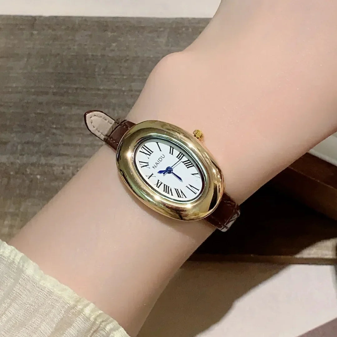 Fashion Oval Dial Women's Watch Casual Leather Band Analog Quartz Watches Female Wristwatch Dropshipping Clock Reloj De Mujer