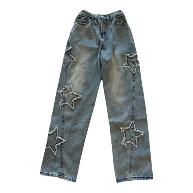 Blue Star Embroidered Jeans For Women