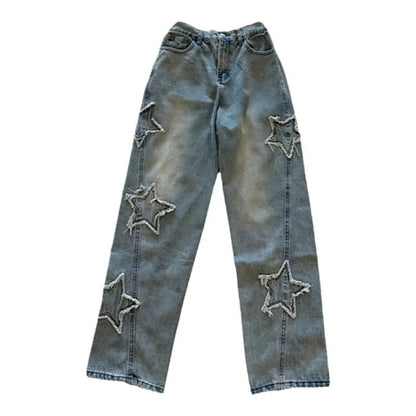 Blue Star Embroidered Jeans For Women