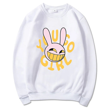 Hoodie Fashion Women Harajuku Funny Cute Rabbit Hoodie Unisex Cartoon Vintage Pullover Sweatshirt