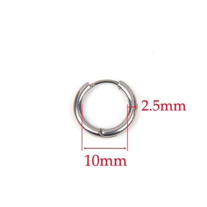 10pcs 316L Stainless Steel Hoop Earrings Women Men Punk Hiphop Circular Ear Buckle Ring Jewelry Gold Color Accessories Wholesale