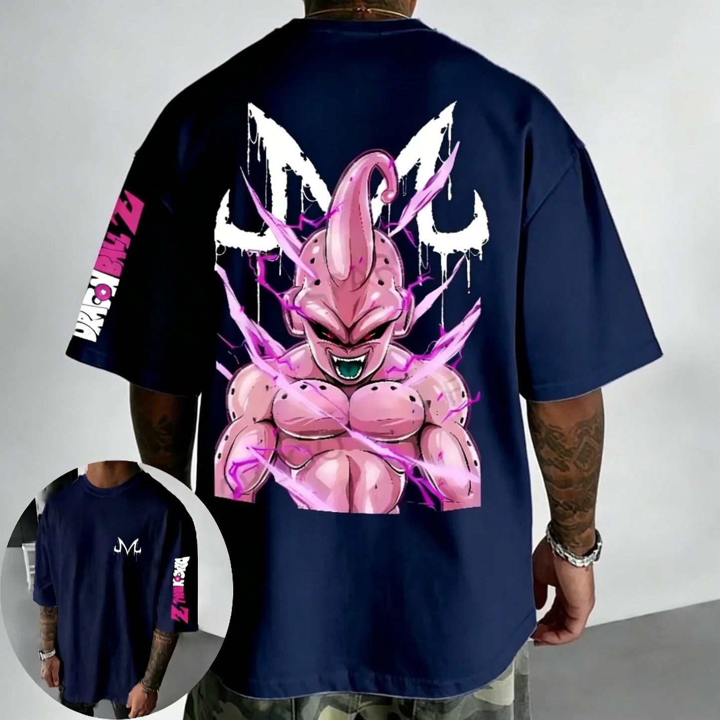 T-shirt Summer New Majin Buu Printed Men's Street Hip Hop Oversized Casual Short Sleeve Top