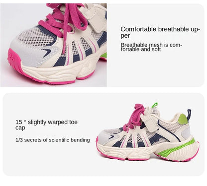Spring and Autumn Children Sports Shoes Unisex Kids Sneakers Mesh Upper Breathable Basketball Shoes Tennis Casual Flats Footwear