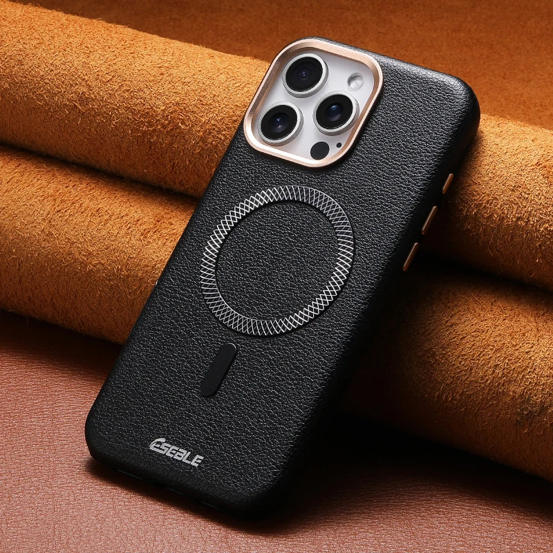 Solid Color Leather For Magsafe Magnetic Shockproof Phone Case For iPhone 17 Pro Max 15 13 14 16 Pro Max Bumper Cover