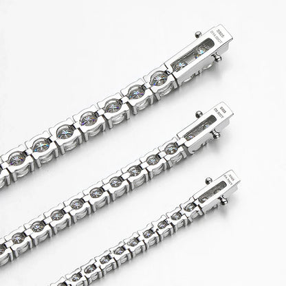 2mm 2.5mm 3mm 4mm 5mm Moissanite Tennis Bracelet for Women Men 100% S925 Sterling Silver Hidden Spring Lock Bracelet Plated 18K