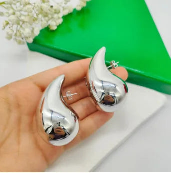 5CM Stainless Steel Water Drop Earring for Women Chunky Hollow Smooth Exaggerated Thick Large Jewelry 2023 New Design