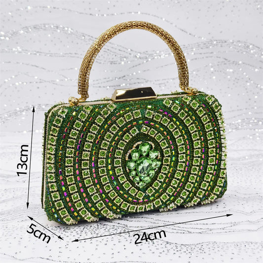 Venus Chan 2025 Elegant Fruit Green Women's Green Heels and Rhinestone Handbag Set - Italian Design for Weddings and Parties