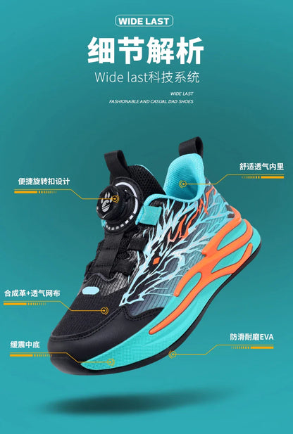 New Anti-skid Leather Kids Sneakers for Boys Running Walking Lightweight Casual Shoes With Fashion Dragon Pattern Size 31-38