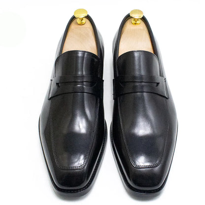 Men's Genuine Leather Penny Loafers Italian Design Luxury Classic Wedding Formal Office Business Dress Shoes