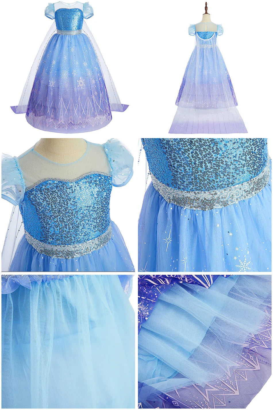 Children Belle Anna Rapunzel Clothing Kids Princess Ball Clothes Kids Performance Cosplay Costume Girls Birthday Luxury Dress Up