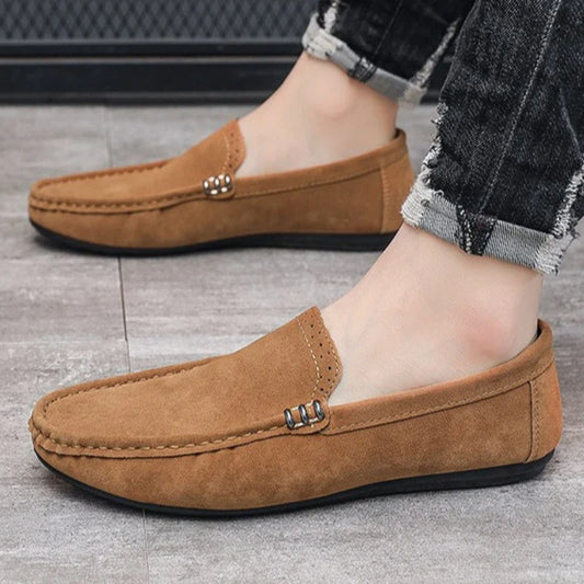 Novos Sapatos Masculinos de Primavera e Outono Estilo Social, Camurça, Sapatilhas Loafer, Couro Fosco Casual para Jovens