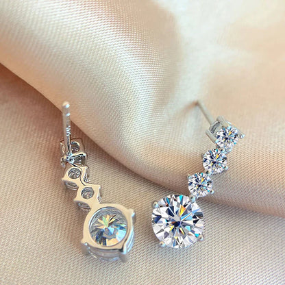 S925 Silver Moissanite Drop Earrings For Women 2.6 Carat Real Moissanite Lab Diamond Engagement Wedding Fine Jewelry Gift
