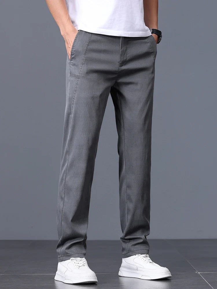 2025 Spring Thin Brand Men's Lyocell Pants Casual Business Straight Elastic Waist Comfortable Trousers Pants for Male