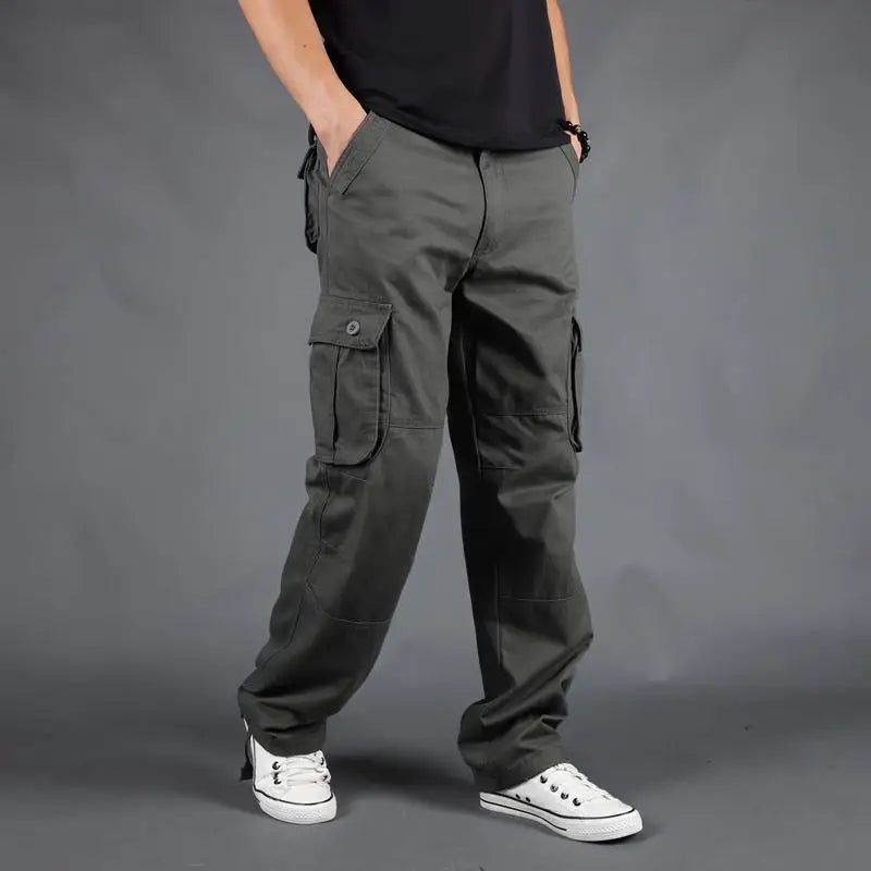 Men's Pants Large Size Multi-pocket Loose Overalls Outdoor Sports Training Jogging Casual Pants Loose And Comfortable