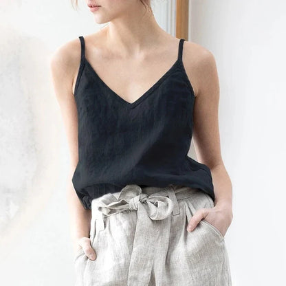 Vintage Cotton Linen Women's Summer Tank Top Sleeveless Harajuku Basic Cuasal Female Top For Girls Camisole Women Clothing