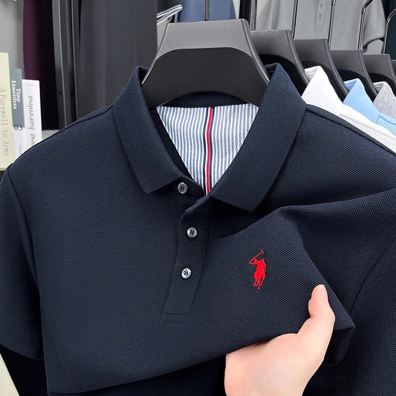 100% pure cotton short sleeve polo shirt summer new breathable men's T-shirt high-end brand Paul Pony embroidered business top