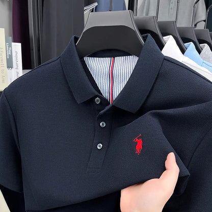 100% pure cotton short sleeve polo shirt summer new breathable men's T-shirt high-end brand Paul Pony embroidered business top
