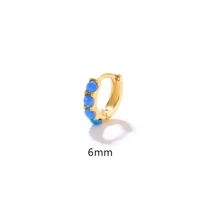 6/8/10mm Size Opal Round Hoop Earrings For Women 925 Sterling Silver Circle Earrings Jewelry Bohemia Pendiente Plata 1piece