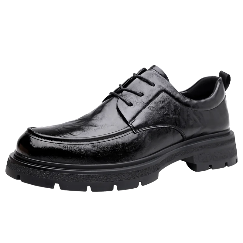 Men's Comfortable Genuine Leather British Thick-soled Business Leather Shoes for Spring 2025, New Lace-up Oxford Shoes